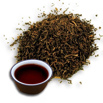 Parte superior - folha solta fermentada do chá de Puerh, chá superior castanho-aloirado acastanhado de Puerh